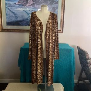 Blue Time Leopard Print Duster